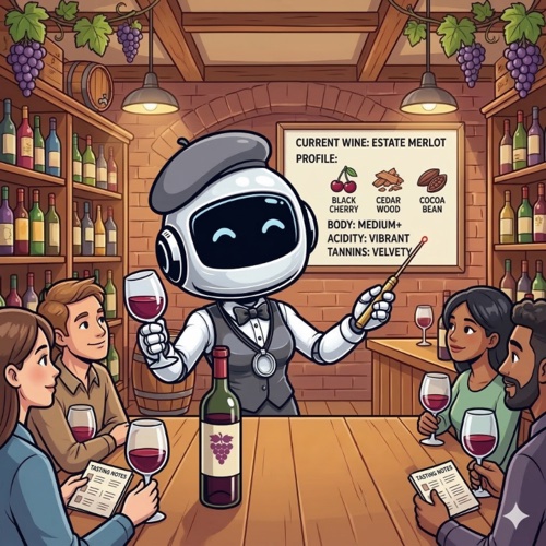 Decantrix presenting wine profiles to guests